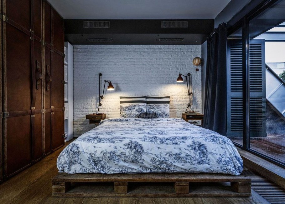 Интерьер спальни в стиле лофт