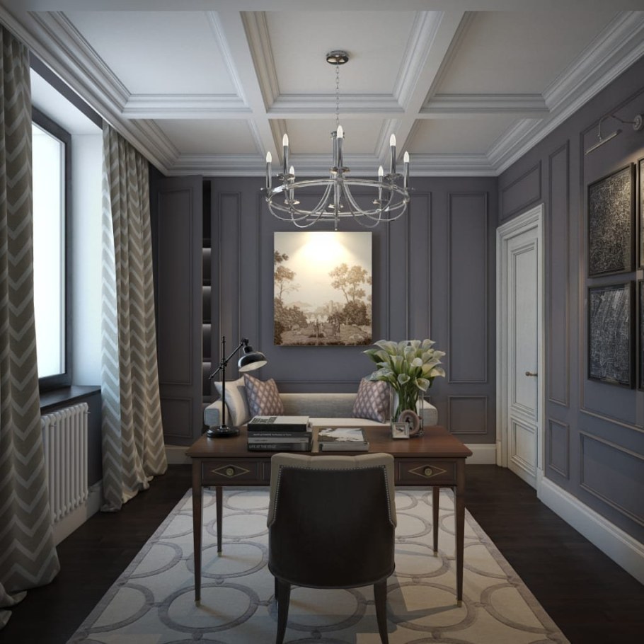 Кабинет в стиле Неоклассика с элементами арт деко