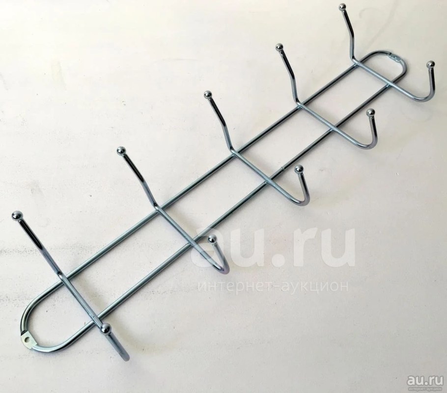 Вешалка настенная 5 двойных крючков 490х70мм
