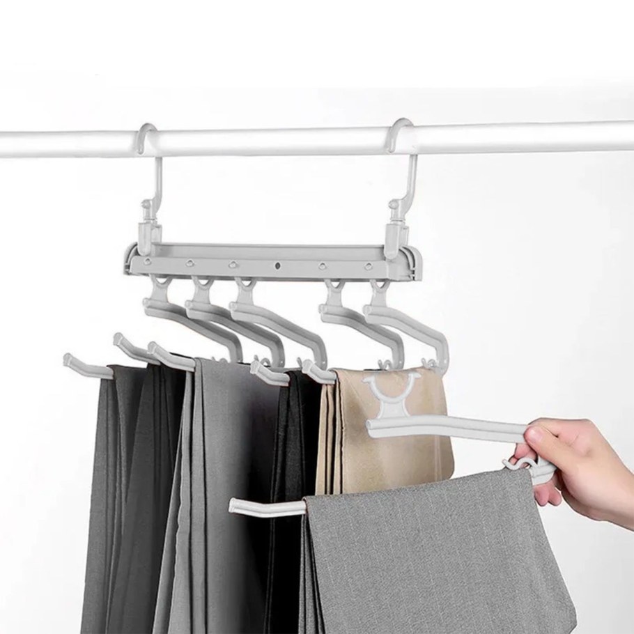 Multi-functional 5 in 1 Trouser Storage Rack Adjustable Pants Tie Hanger Wardrobe Organizer Stainless Steel clothes Hanger