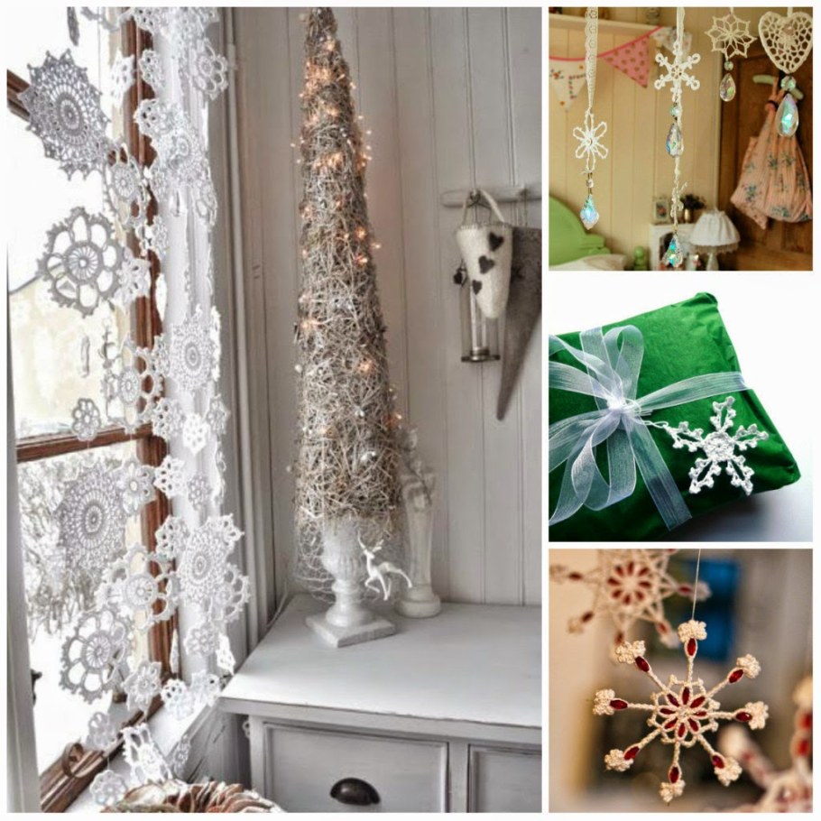 Новогодний вязаный декор на окно