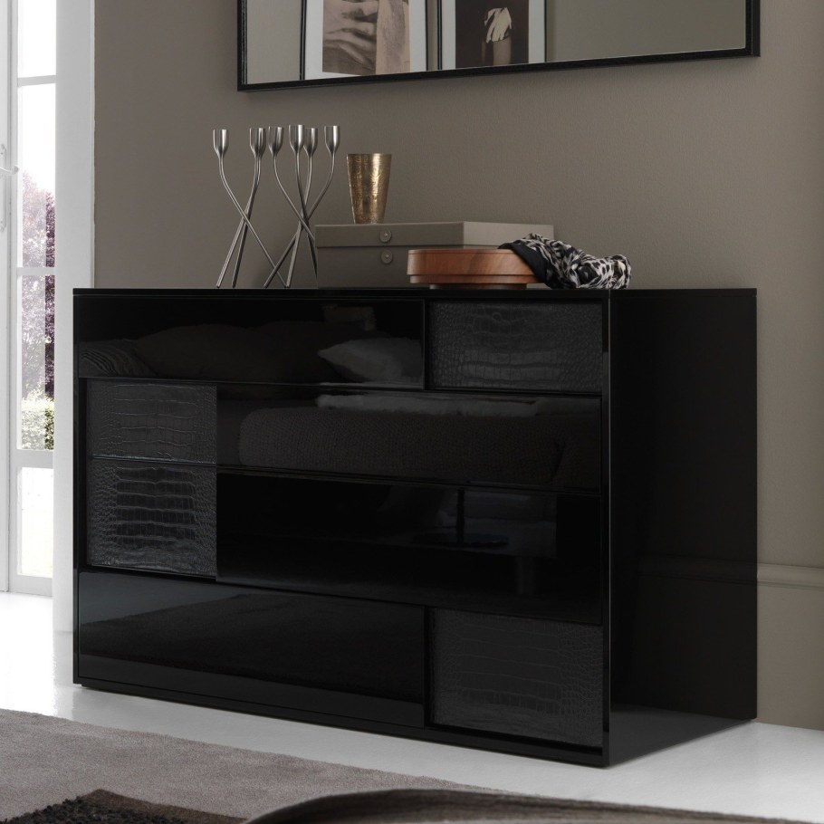 Черный глянцевый комод хофф