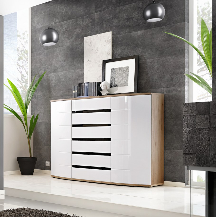 Комод Сканди 1 черный черный глянец