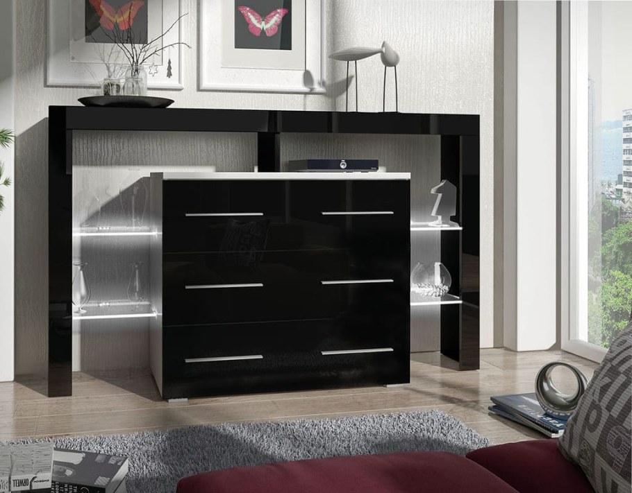 Комод Марвин 12 черный глянец