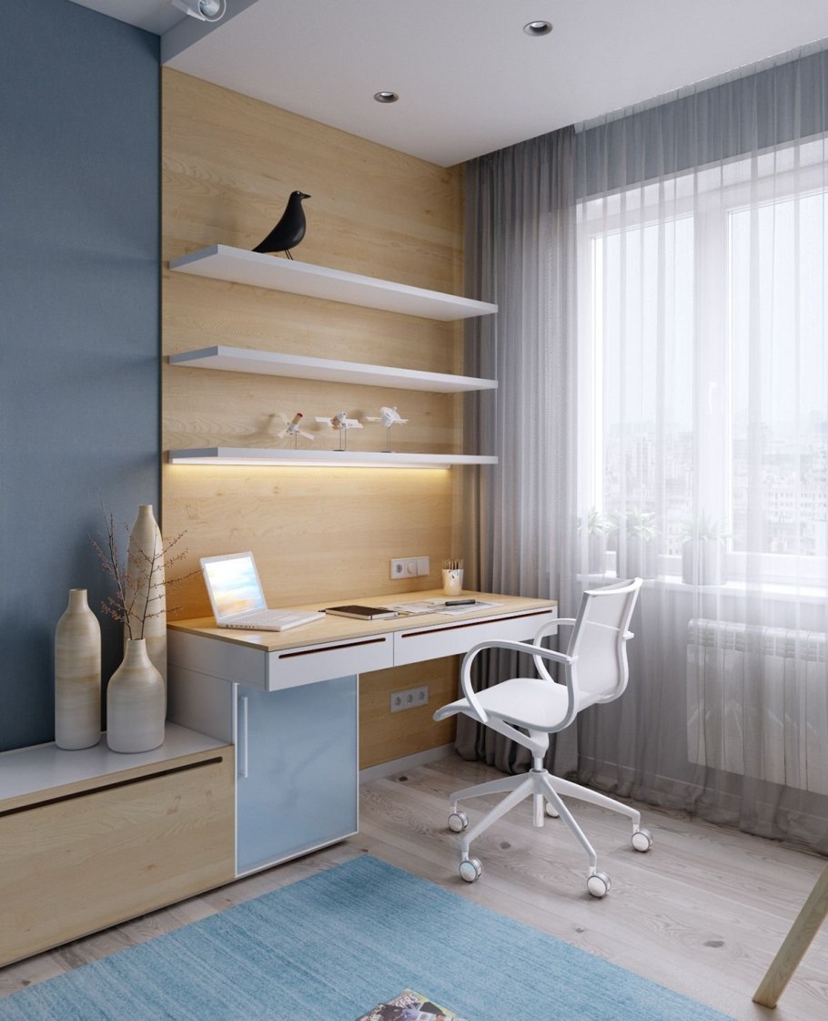 Спальня и кабинет в одной комнате 15кв.м