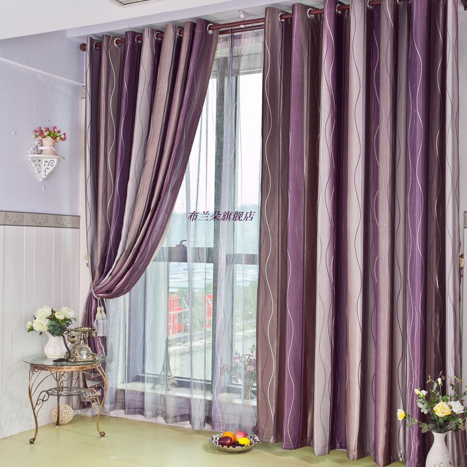 Лиловые шторы в интерьере