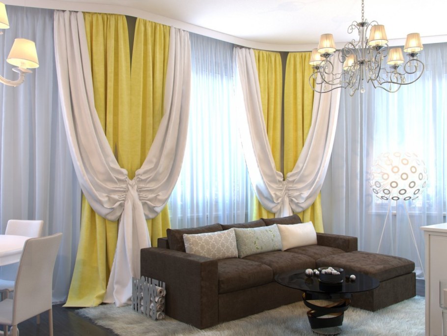 Занавески в гостиную в современном стиле