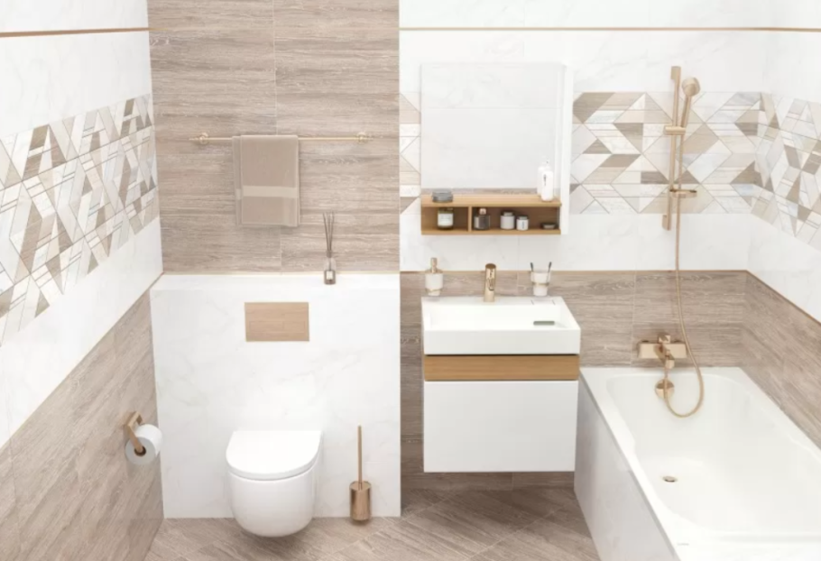 Туалет бело деревянный