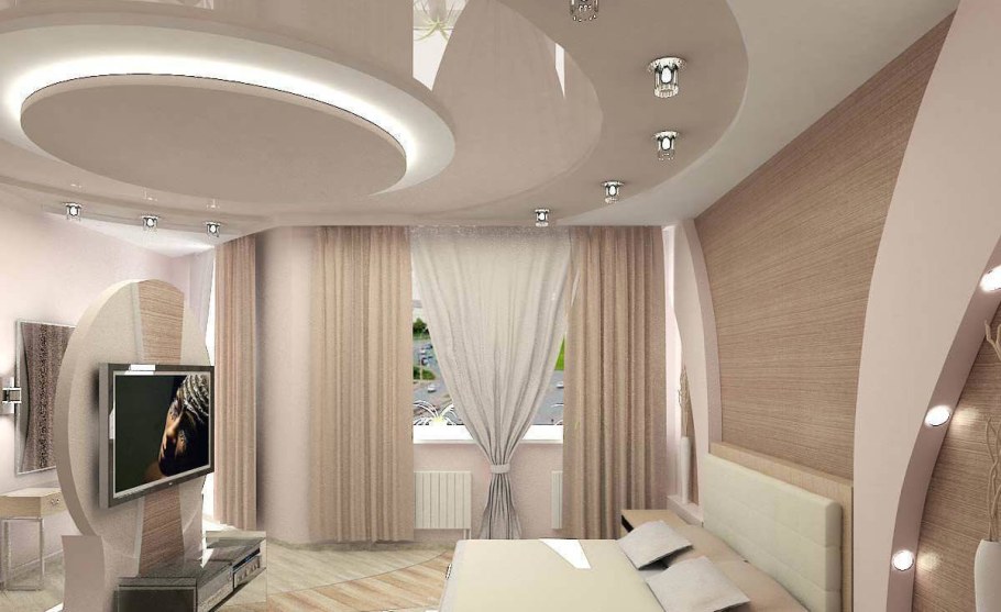 Натяжные потолки в интерьере