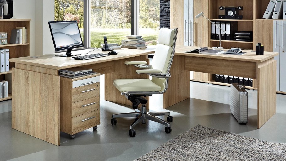 Фото сочетание цветов кабинета руководителя с мебелью дуб сонома