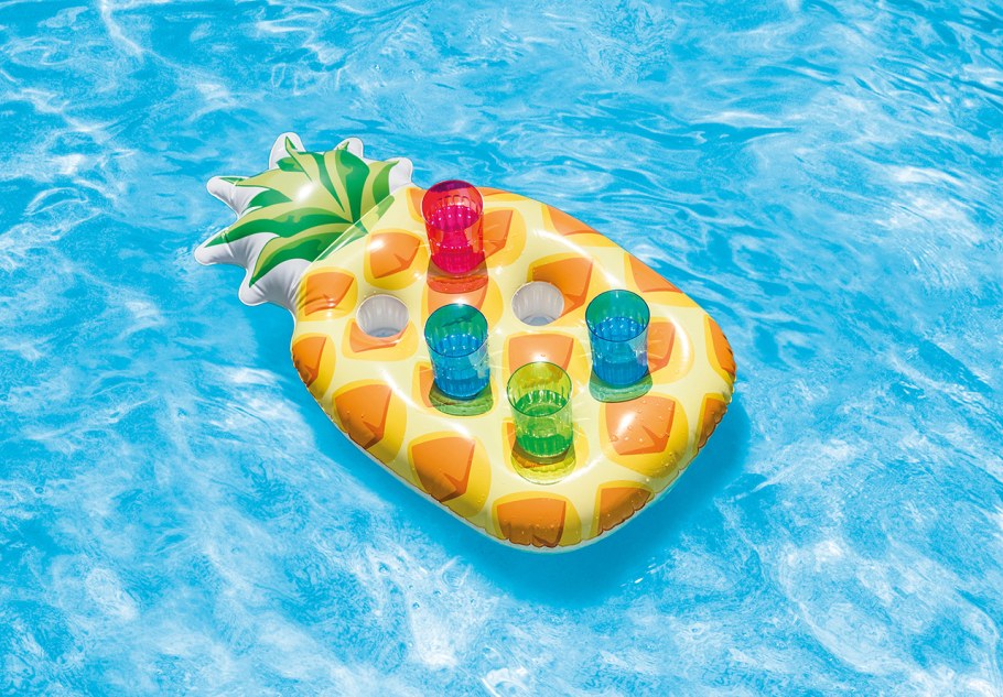 Intex надувной плавающий держатель напитков ананас 57505