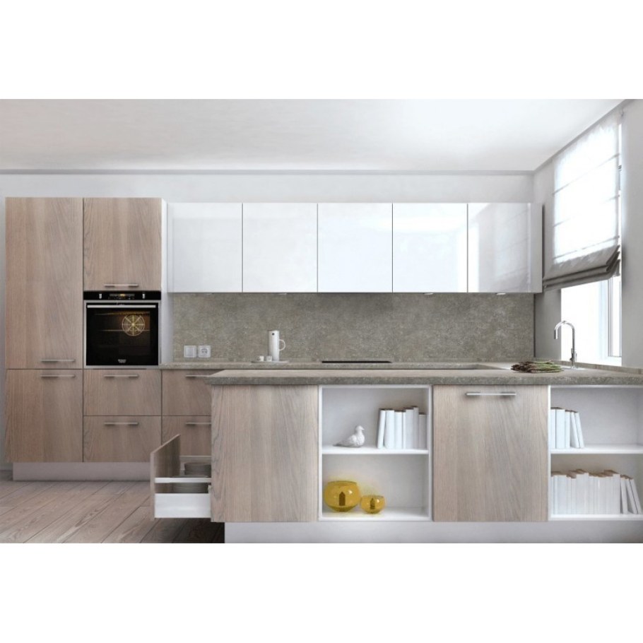 Кухня дуб сонома и белый глянец