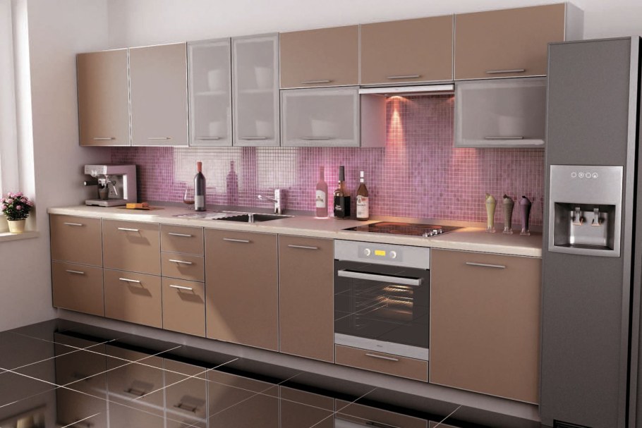 Кухня в алюминиевом профиле капучино
