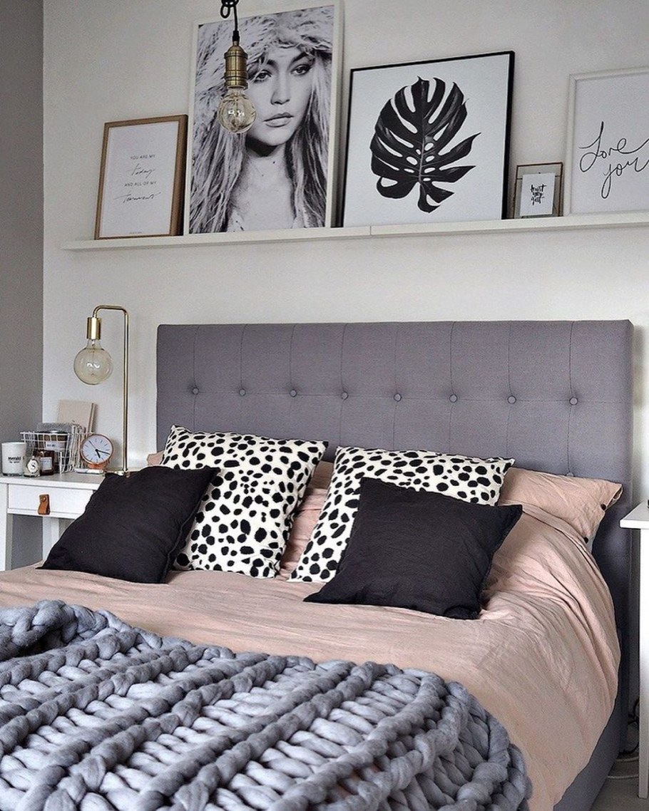 Декор над изголовьем кровати в спальне