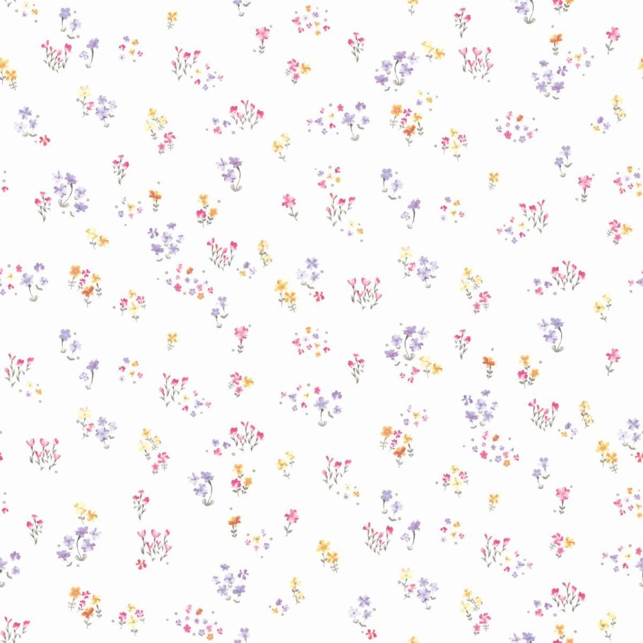 Белые обои в мелкий цветочек