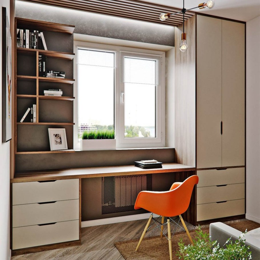 Шкаф у окна со столом