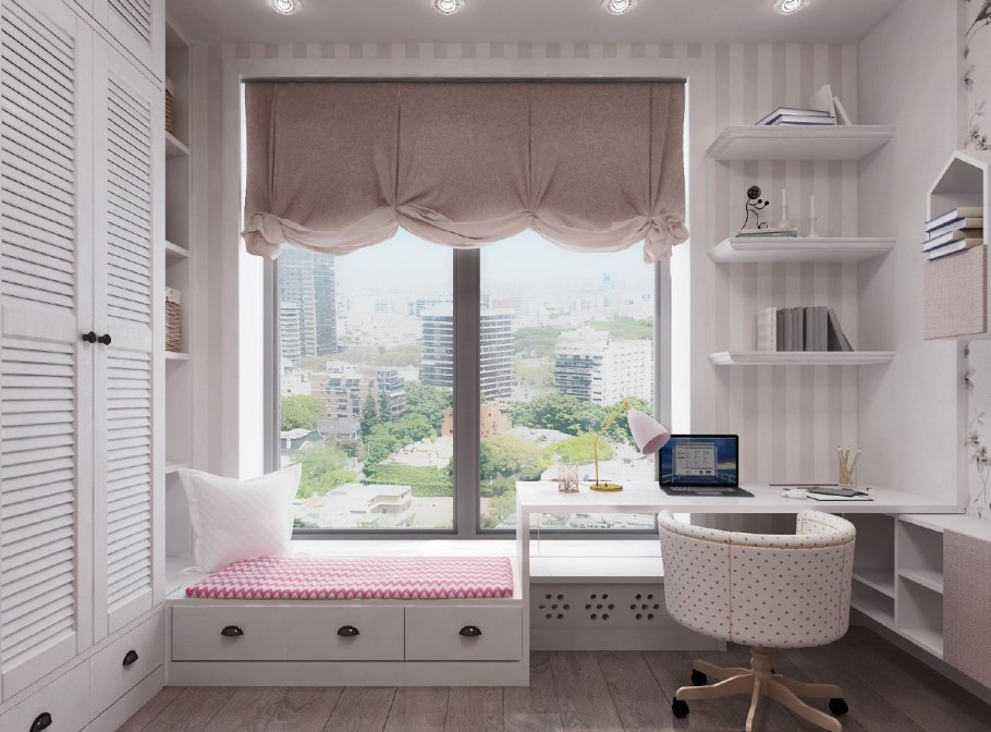 Широкий подоконник в детской