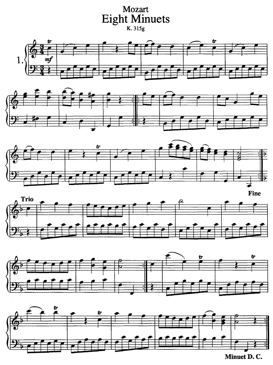 Моцарт Ноты для фортепиано самые известные