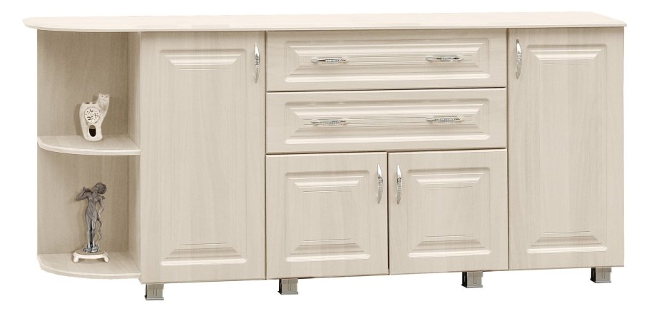 Деревянный комод белого цвета с эффектом патины