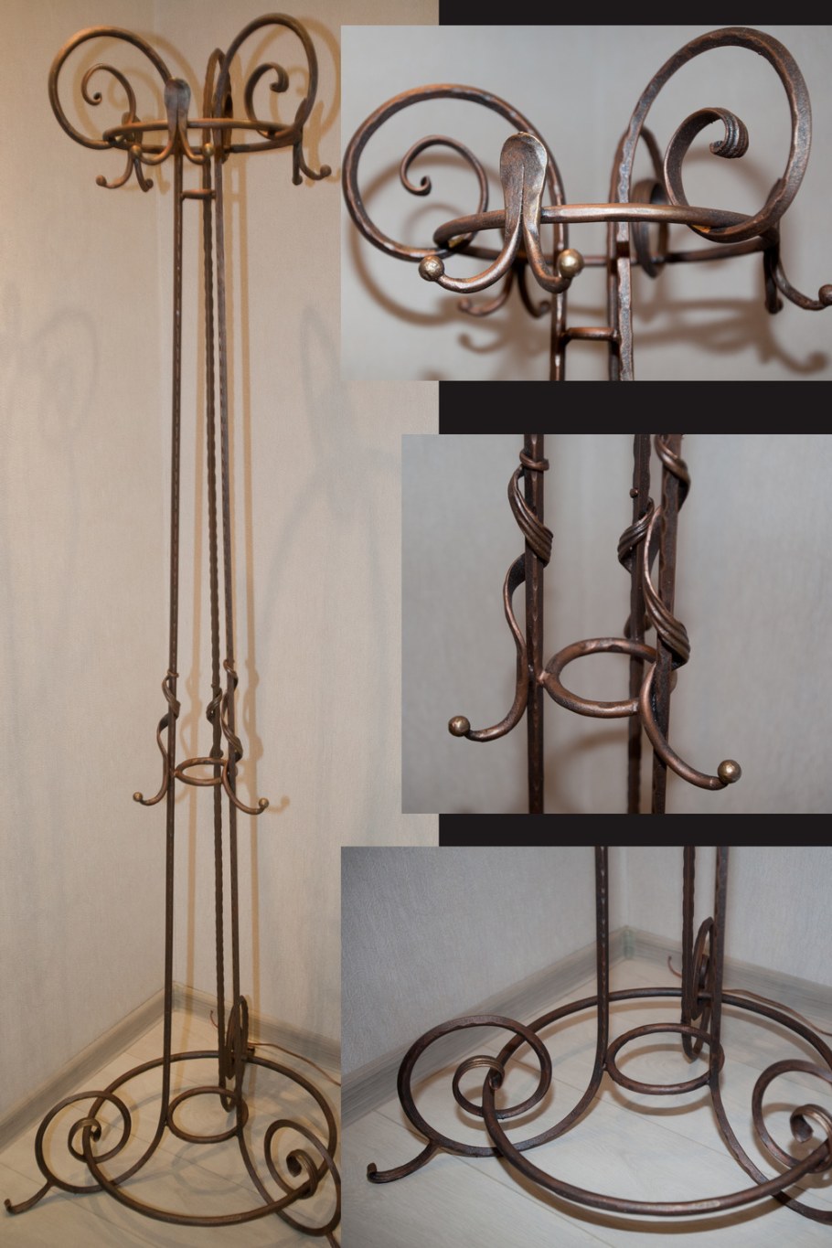 Вешалка напольная для одежды холодная ковка