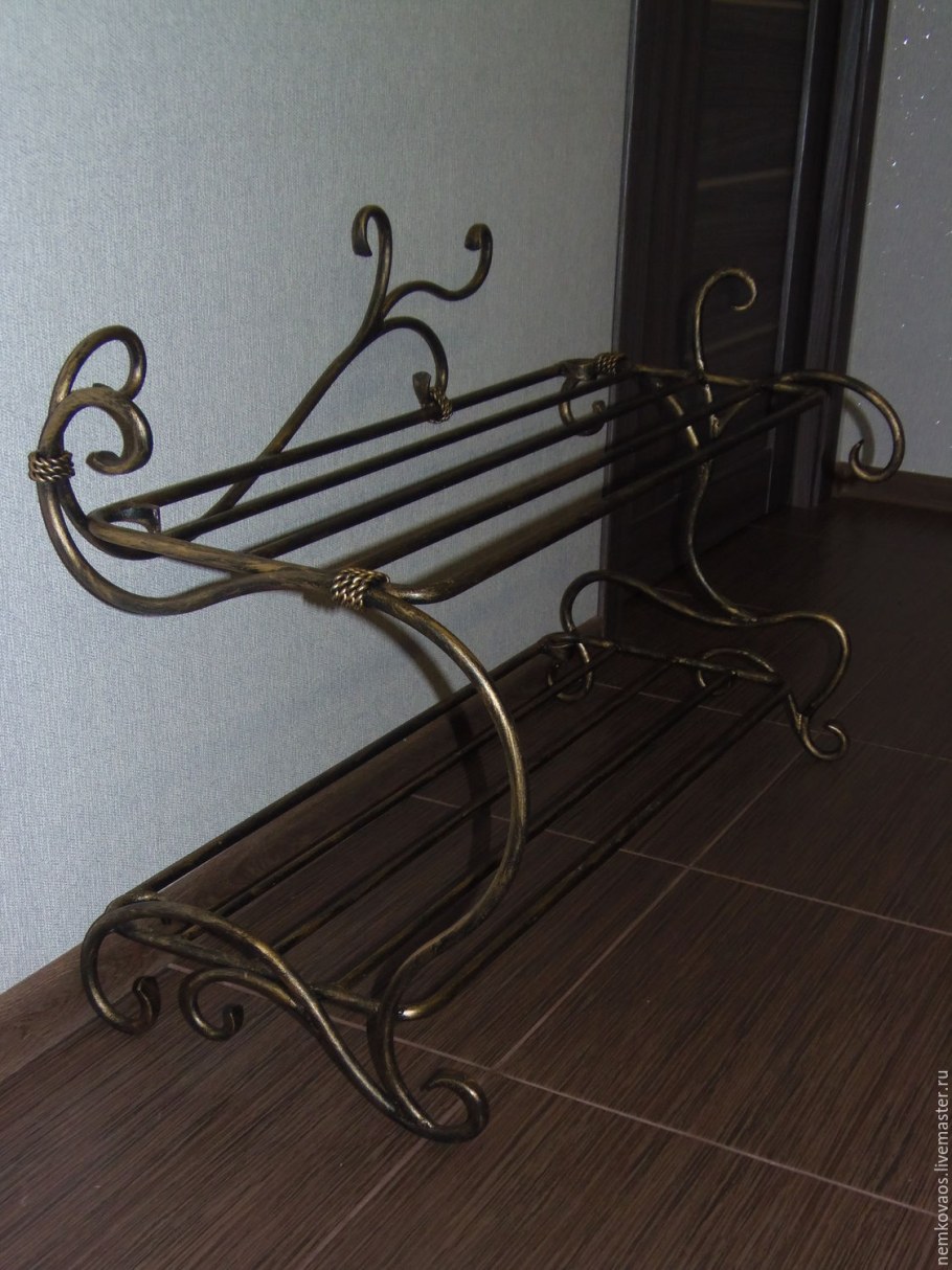 Обувница ковка, белый/антик серебро ковка 900