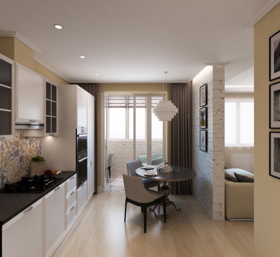 Кухня-гостиная 20 кв.м евродвушка