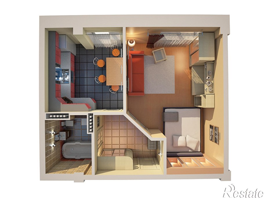 Планировка студии 40м2 дизайн