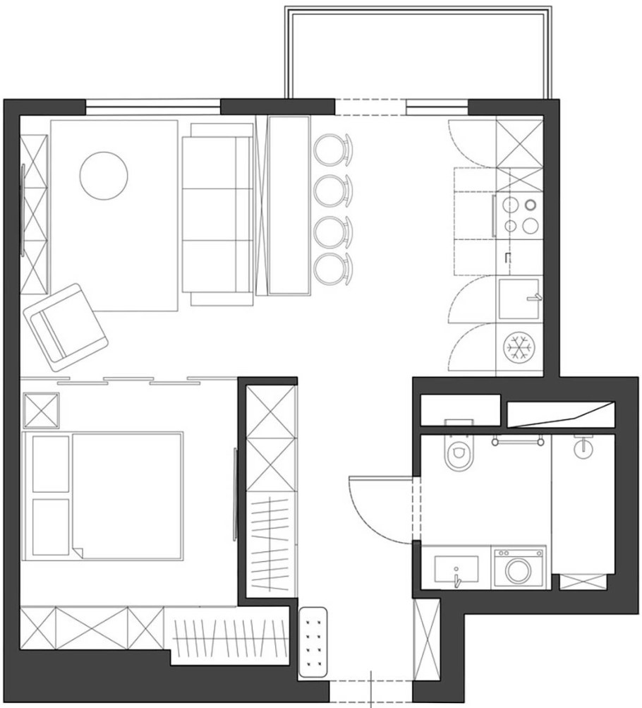 Кухня гостиная с лоджией