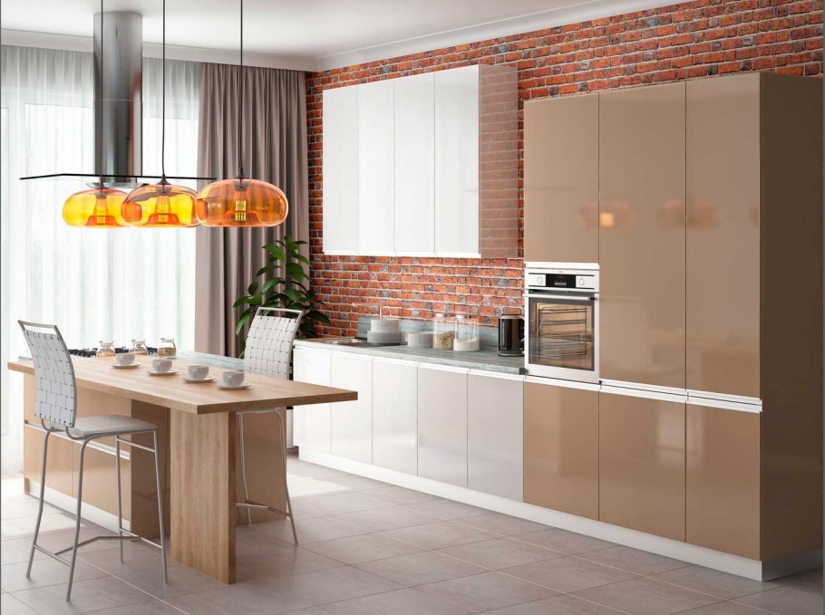 Кухня бежевая матовая