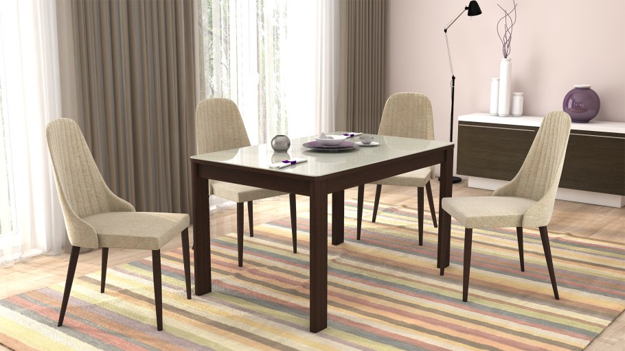 Стол Raul 136 +48 x85 венге стекло капучино