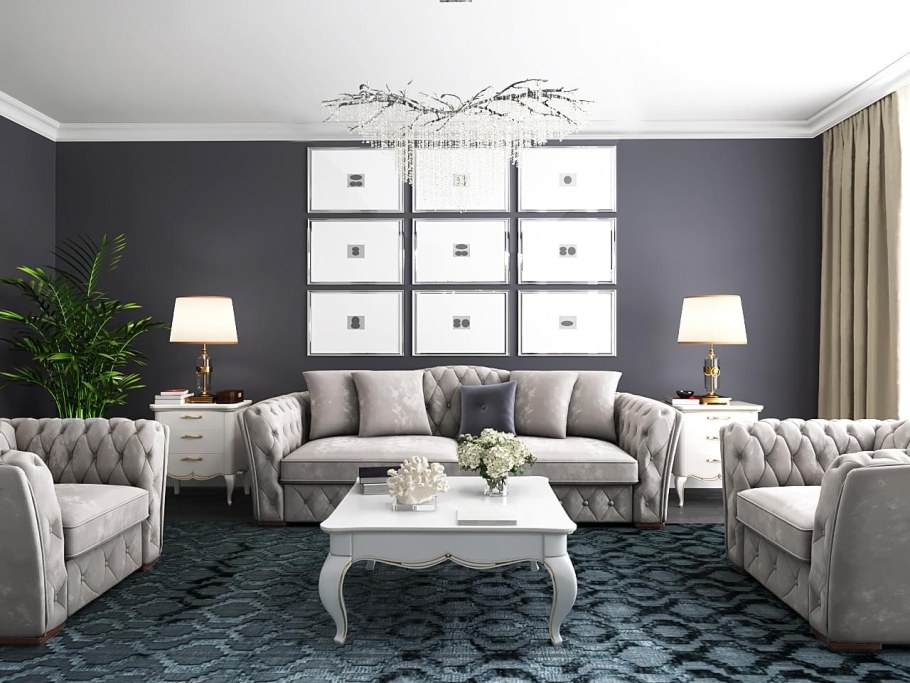 Визуализация диван в интерьере