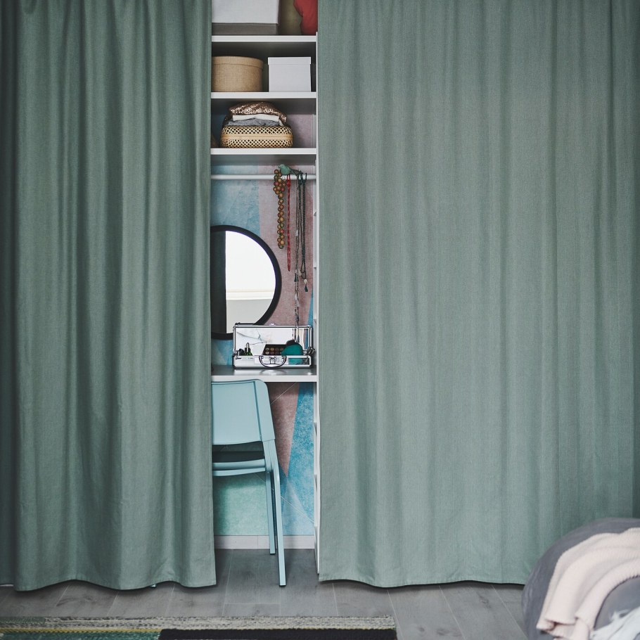 TIBAST ТИБАСТ гардины, 2 шт., зеленый145x300 см