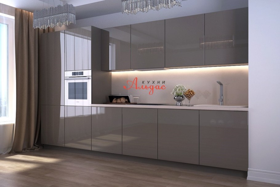 Бежево розовая кухня