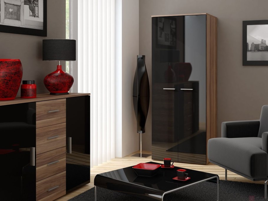 Шкаф Бруно с черным глянцем