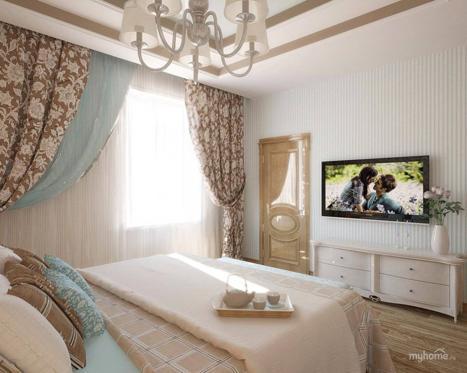 Шторы в бежевую спальню