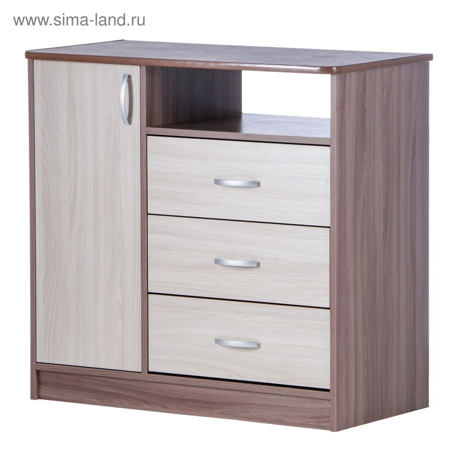 Комод 900 с дверью, 900х450х860, ясень шимо темный/ясень шимо светлый
