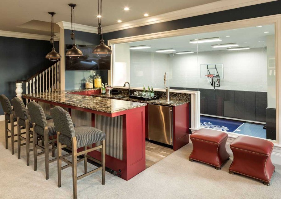 Кухня гостиная с барной стойкой