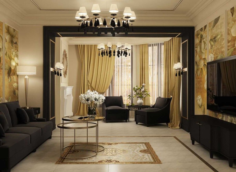 Гостиные в классическом стиле в темных тонах