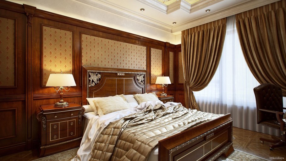 Отделка спальни классика