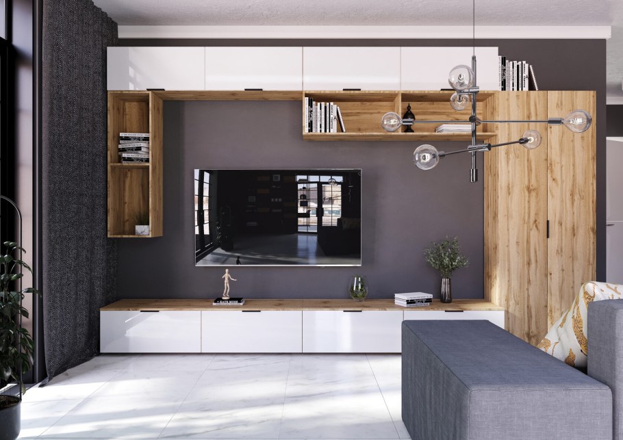 Стенка Калипсо бетон дуб Ватан модуль