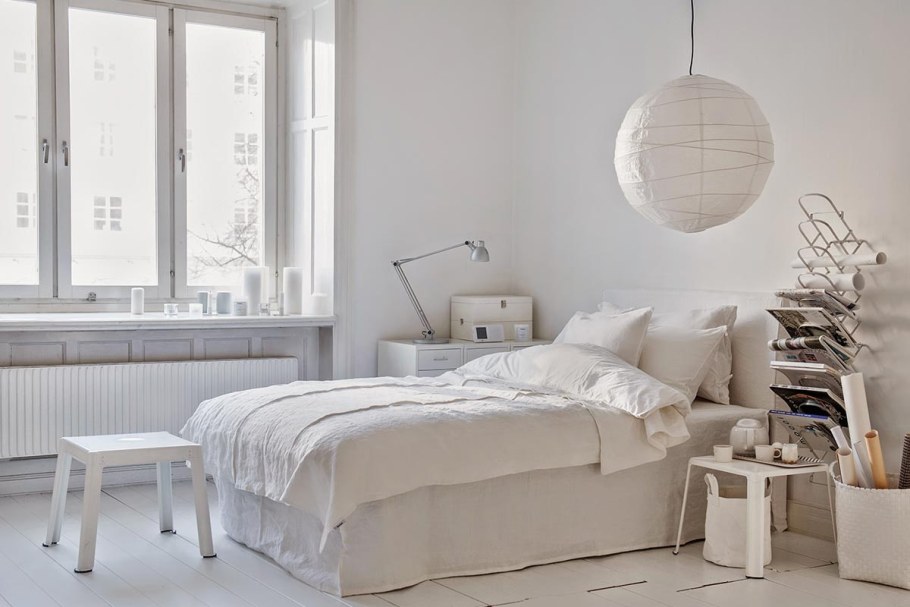 Спальня икеа в интерьере белая