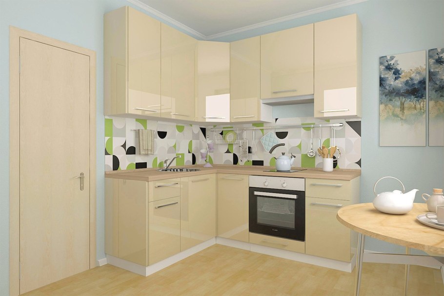 Кухня Валерия ваниль глянец Сурская мебель