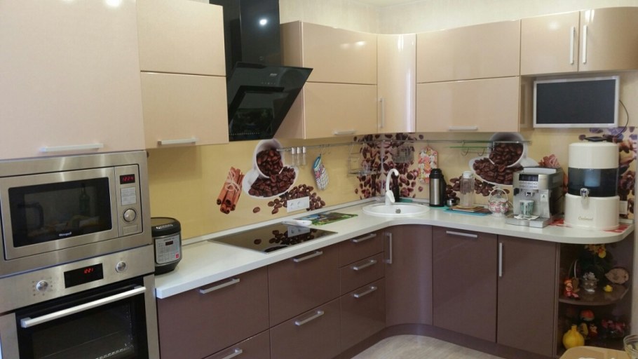 Кухня Люкс гобелен шампань/шоколад матовый