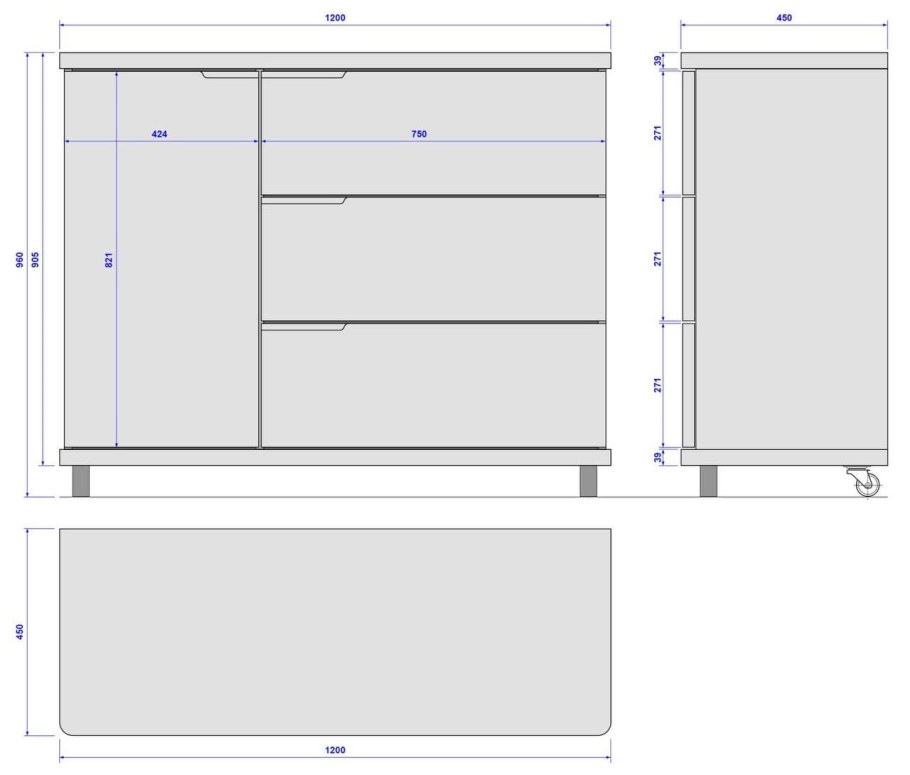 Тумба Алекс икеа чертеж