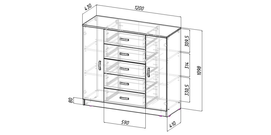 Комод с пеленальным столиком для новорожденных чертеж