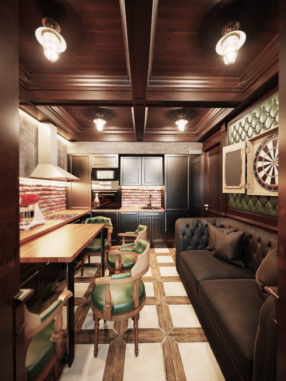 Кухня гостиная в стиле ирландского паба