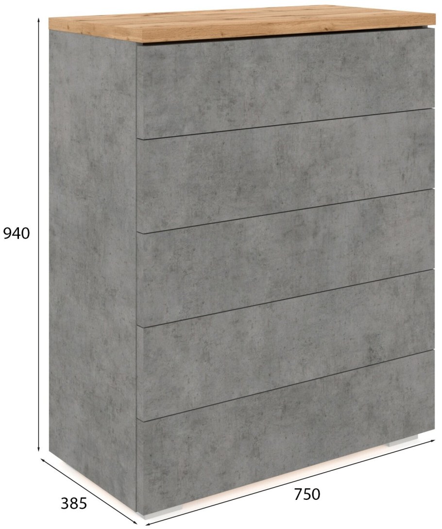 Шкаф из бетона Чикаго и дуба