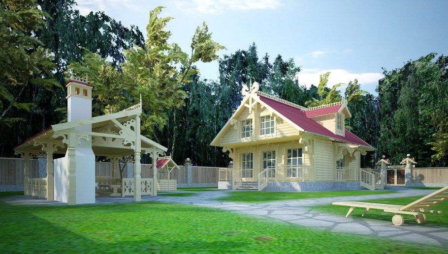 Коттедж в стиле русской усадьбы