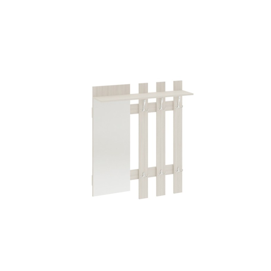 Вешалка с крючками и зеркалом «арт» (ясень шимо)