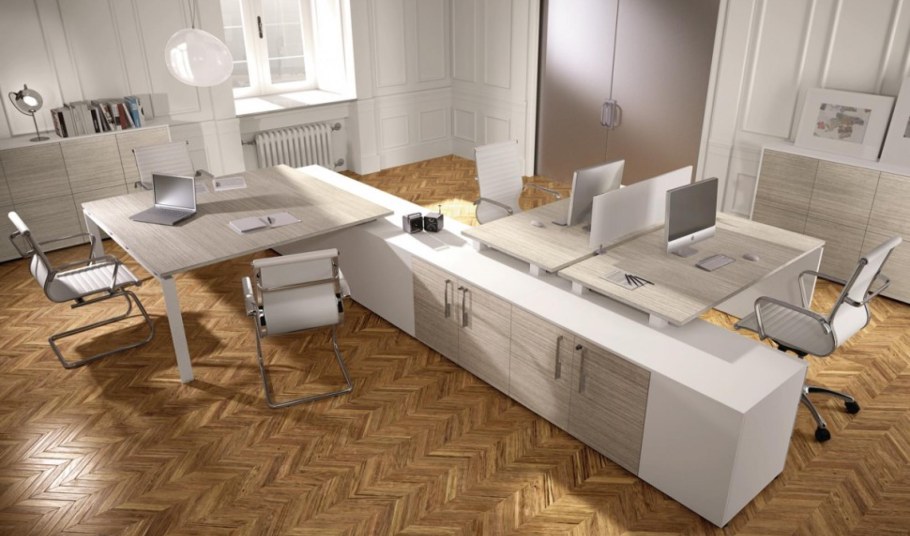 Кабинет руководителя в стиле лофт в светлых тонах